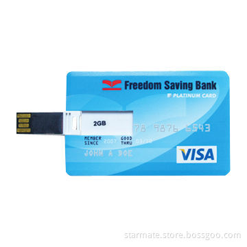Credit Card-shaped USB Flash Drive with High-printing Quality and 64MB to 16GB Memory Capacity